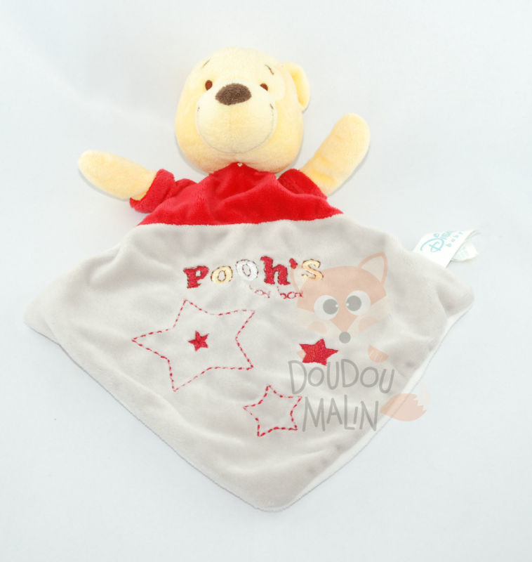  baby comforter winnie pooh yellow red grey toy box star  